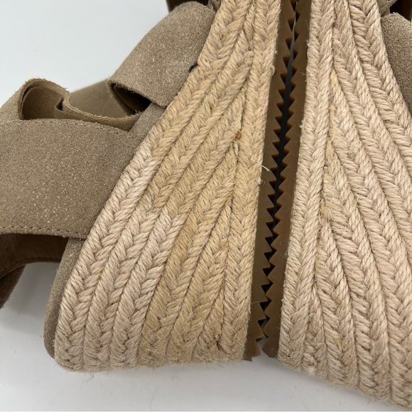 Eileen Fisher Willow 7 Gold Metallic Leather Suede Wedge Espadrilles  Sandals - Picture 8 of 12